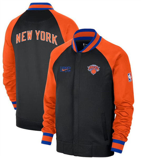 Men's New Yok Knicks Black/Orange 2022/23 City Edition Full-Zip Jacket